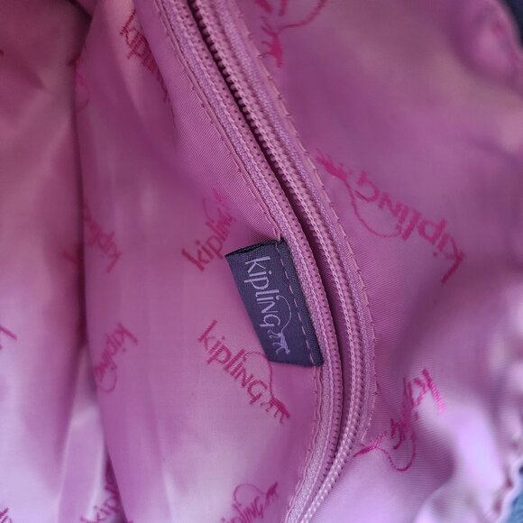 Kipling Special Edition Shoulder Bag- Grey / Pink Detail - Small/Medium Size - Picture 6 of 9